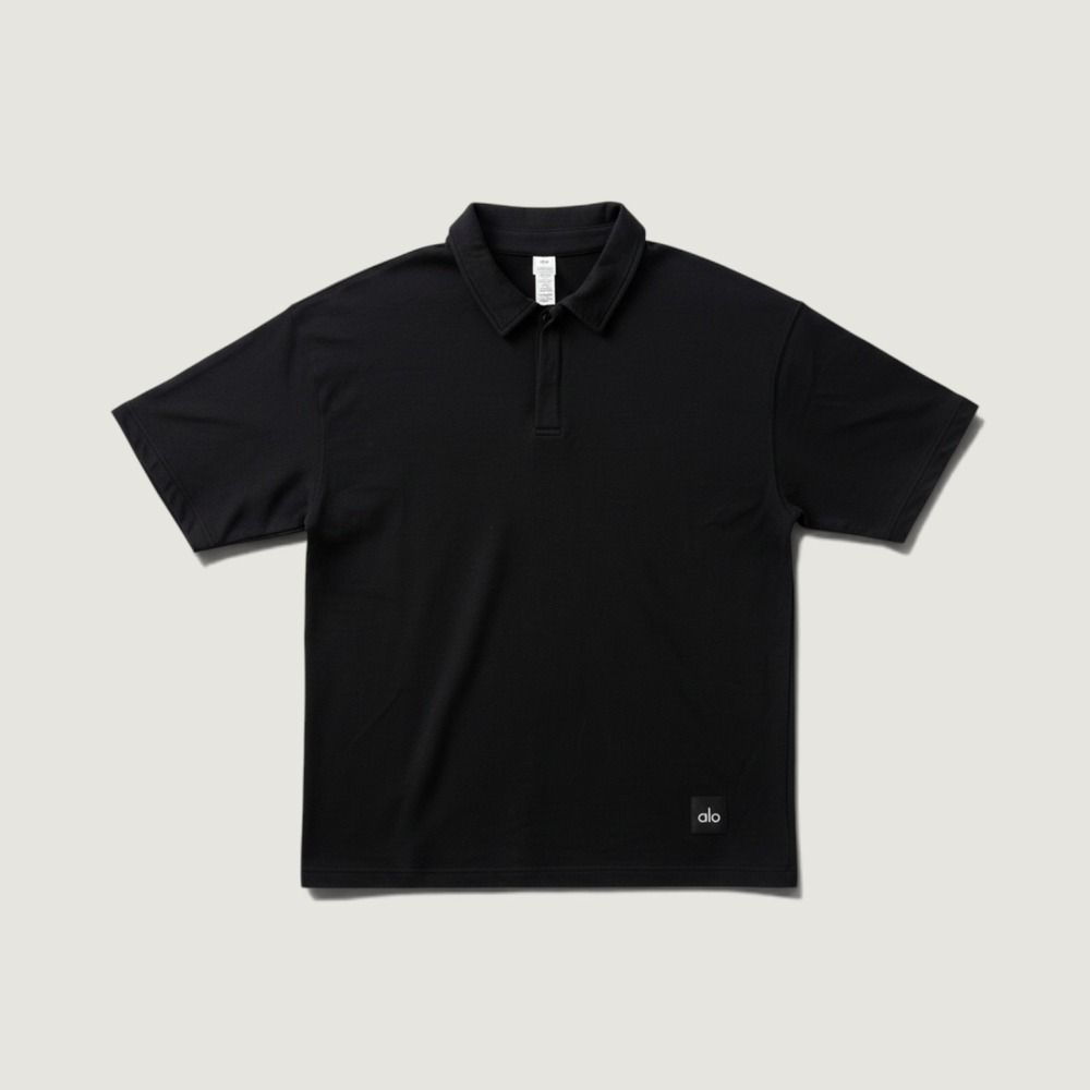 Alo Yoga Renown Heavyweight Short Sleeve Polo Black Medium